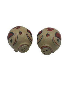 Vintage Hand-Painted Ceramic Pig Salt & Pepper Shakers From Mexico